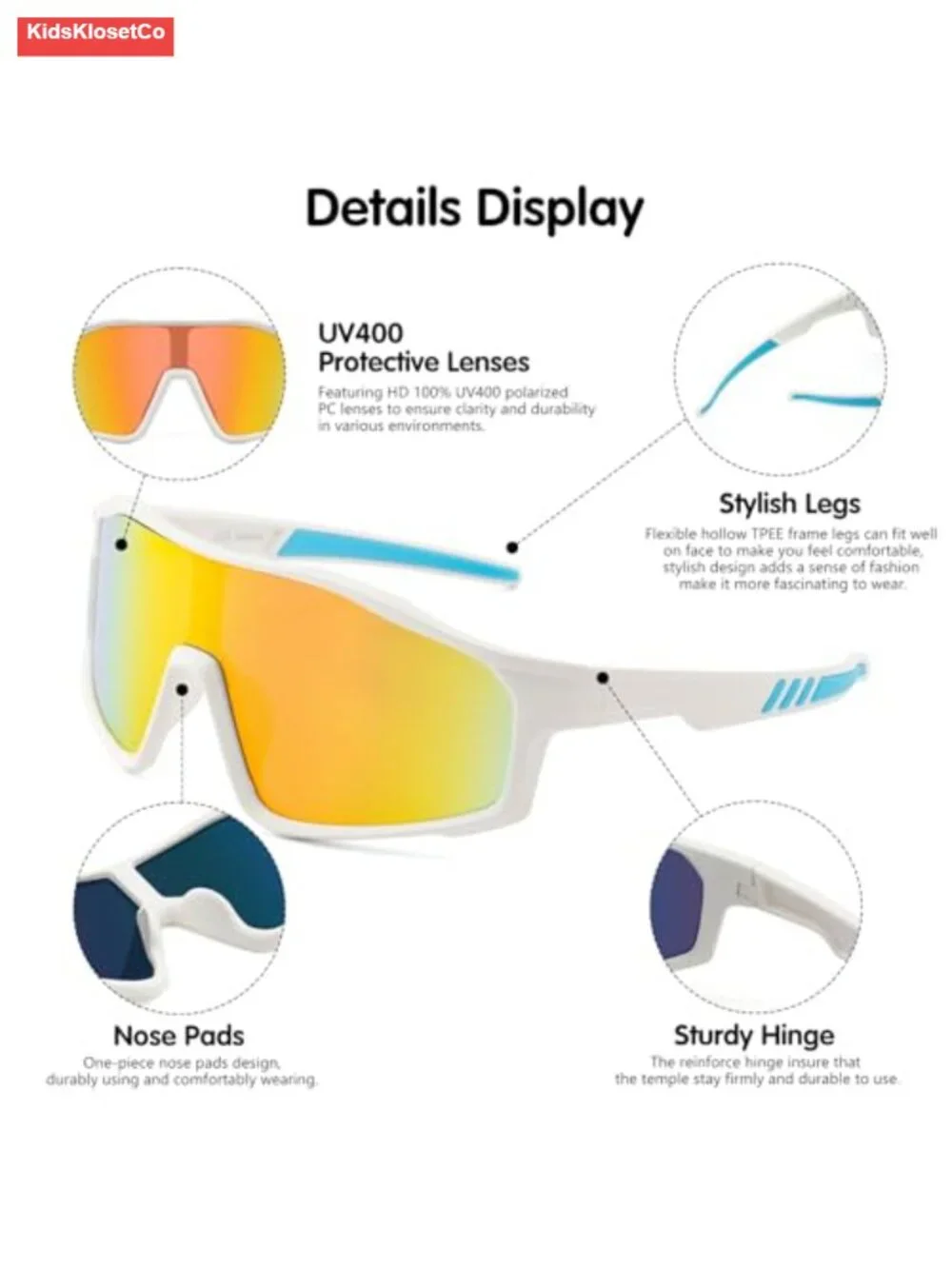 Kids Sunglasses Youth Baseball Sun Glasses Sports UV400 Protection Goggles Age
